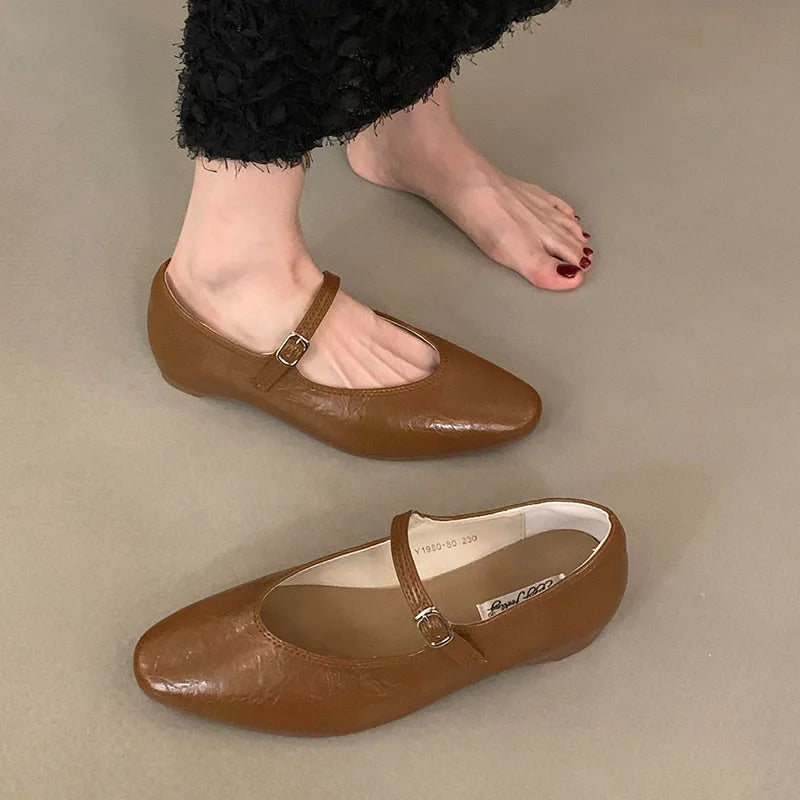 LIZAKOSHT  -  Spring Women Flats Fashion Round Toe Shallow Slip On Ladies Ballerinas Shoes Soft Flat Heel Mary Jane Shoes Mujer New Woman