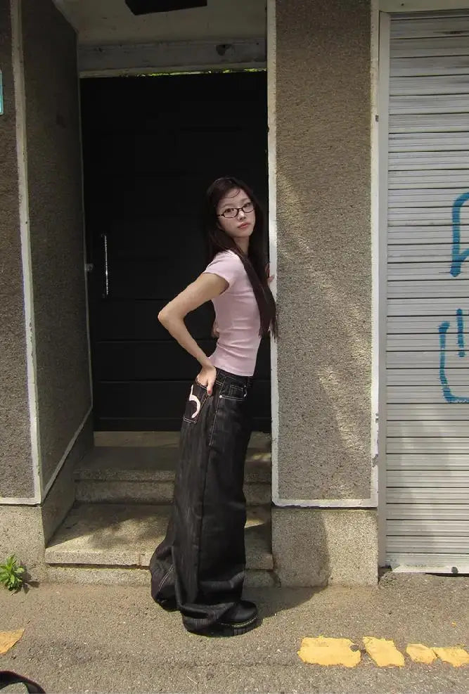 LIZAKOSHT  -  Autumn Winter Women's Denim Jeans Y2K Wide Fit Baggy Jeans Grunge Harajuku Cowboy New In Pants Korean Mom Jeans Punk Retro