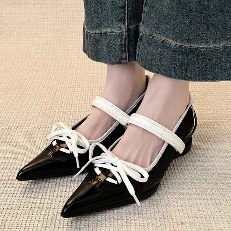 LIZAKOSHT  -  Fashion Pointed Toe Butterfly Knot Strange Style Mary Jane Shoes Women Designer Sports Ballet Shoes Elegant Party Dress Pumps
