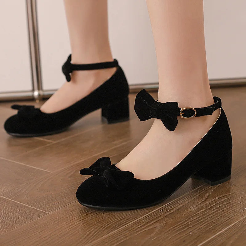 LIZAKOSHT  -  Shallow Mouth Slip On Woman Sexy High Heels Shoes Lace-Up Chunky Sandals Branded Pumps Footwear Round Toe Slip-On Crossdressers