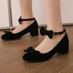 LIZAKOSHT  -  Shallow Mouth Slip On Woman Sexy High Heels Shoes Lace-Up Chunky Sandals Branded Pumps Footwear Round Toe Slip-On Crossdressers
