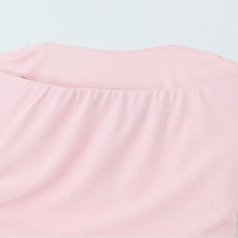 LIZAKOSHT  -  Elegant Ruched Strapless Dress Women Sexy Pastel Pink Off Shoulder Side Zipper Midi Dress 2025 New Summer Party Evening Dresses