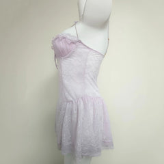 LIZAKOSHT  -  Cute Purple Suspender Nightdress with Panties Sexy Lingerie Nightgowns See Through Lace Flower Home Clothes Women's Pajamas