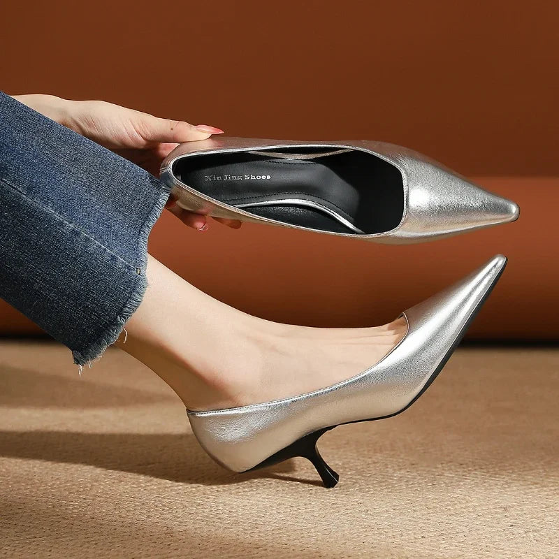 LIZAKOSHT  -  New Designer Pointed Toe Pumps Women Shallow Elegant Thin Heels Office Shoes Dress Fashion Comfy Concise Sexy High Heeled Women