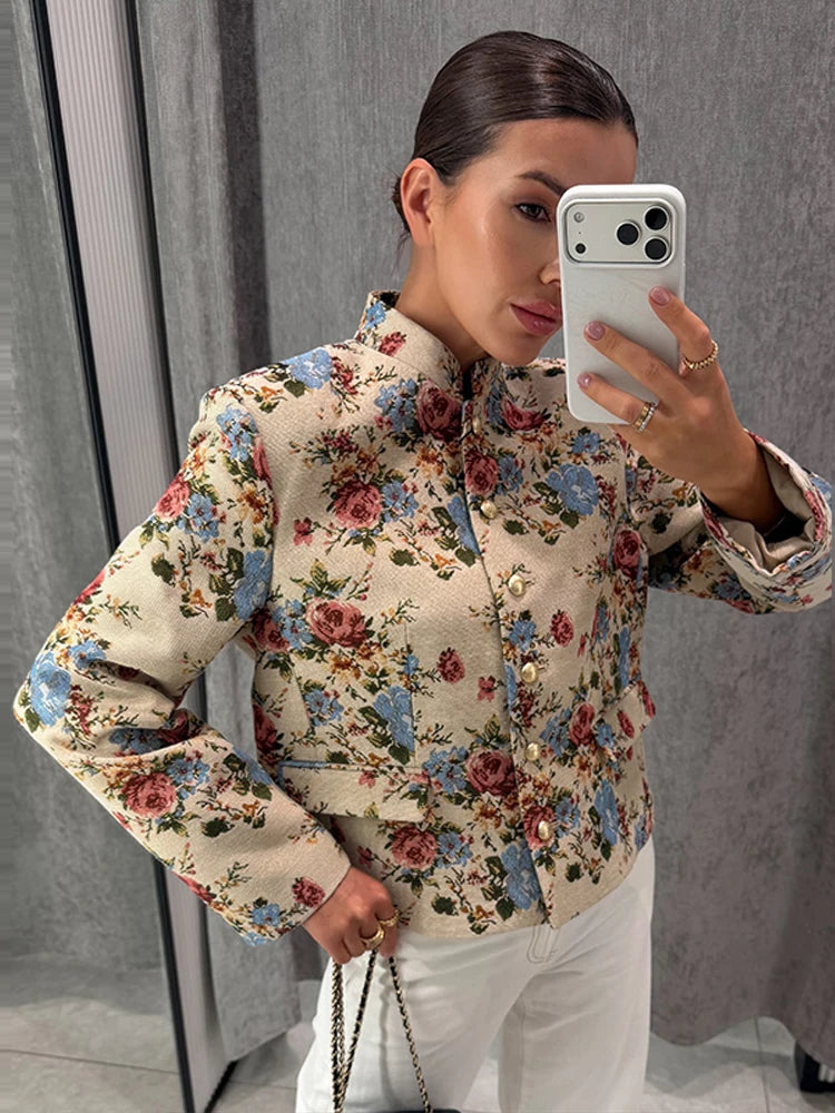 LIZAKOSHT  -  Vintage Print Mini Dress Women Mixed Floral Midi Dresses Sleeveless V Neck Button Front A Line Dress Summer Vacation Clothes