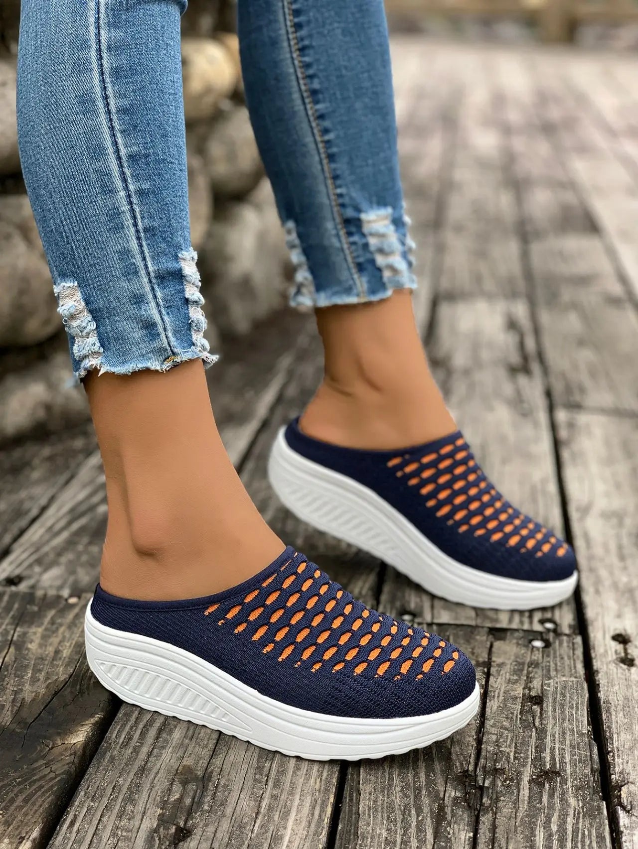 LIZAKOSHT  -  Low Shoes Woman  Cover Toe Massage Slippers House Rome Cotton Fabric Hoof Heels Rubber Slides Shoes Low Home Slippers Women'