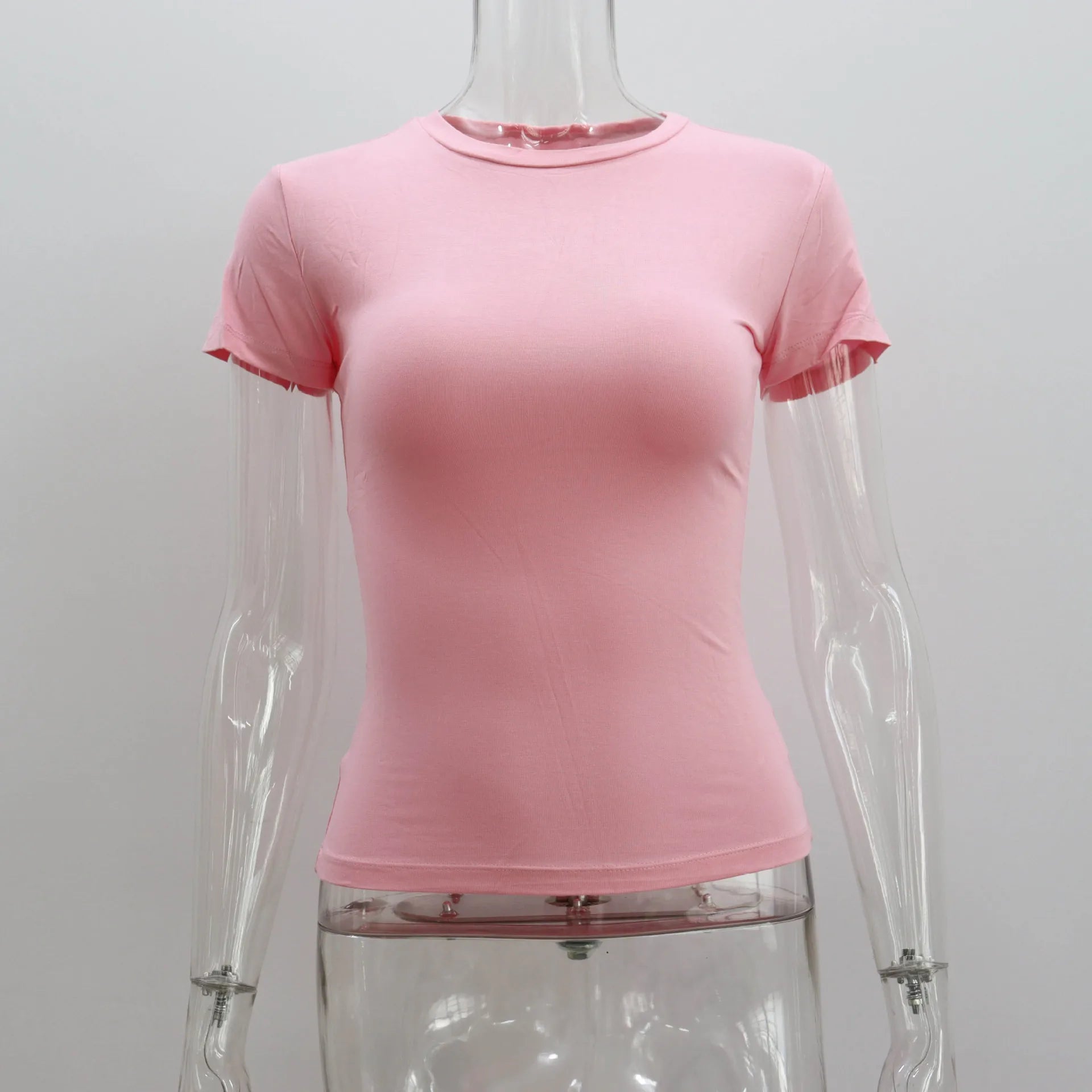 LIZAKOSHT  -  Women Summer Slim High Stretch T Shirts Sexy O-Neck Short Sleeve Tees Summer Tops For Women Clothes