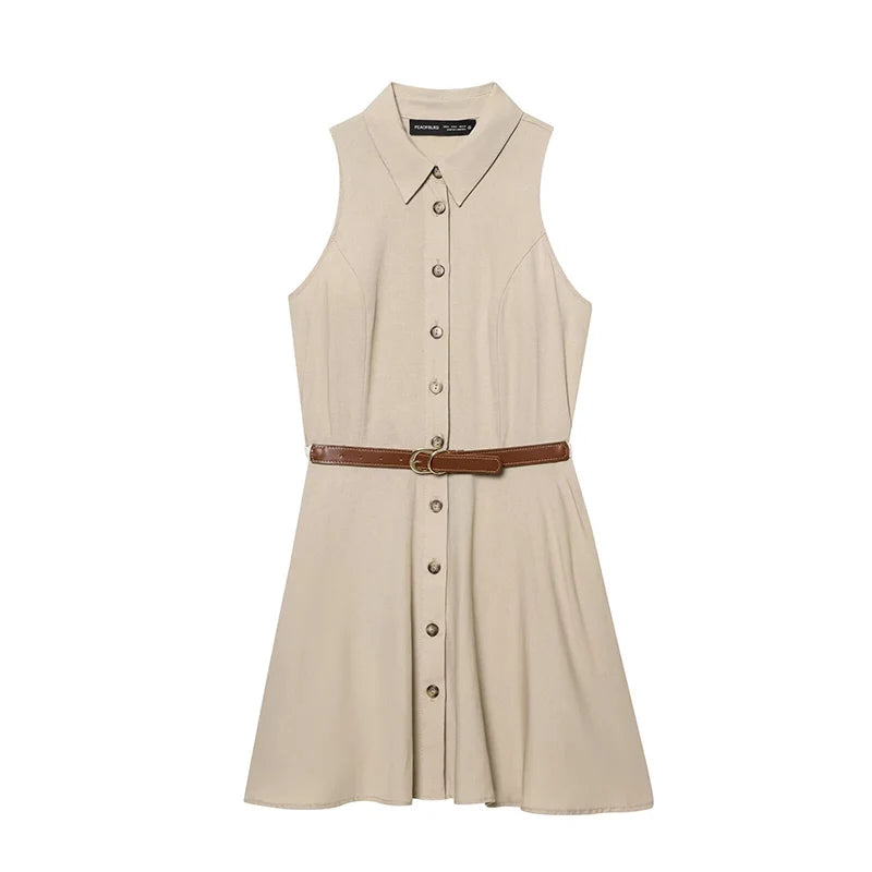 LIZAKOSHT  -  New Summer Dresses Women's Fashion Slim Elegant Mini Youth Women's Holiday Dress Street Chic Belt Decoration Dress