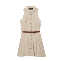 LIZAKOSHT  -  New Summer Dresses Women's Fashion Slim Elegant Mini Youth Women's Holiday Dress Street Chic Belt Decoration Dress