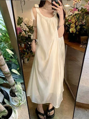 LIZAKOSHT  -  Summer Chiffon Bow Camis Dress Women Summer Irregular Sleeveless Midi Dress Loose Beach Vacation All Match A Line Vestidos