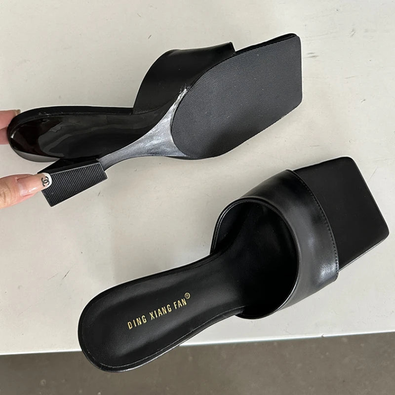LIZAKOSHT  -  Comfort Square Toe Open Toe Women Wedge Slippers Sexy Designer Party Dresses Women Heeled Sandals Elegant Summer Women Mule Shoe