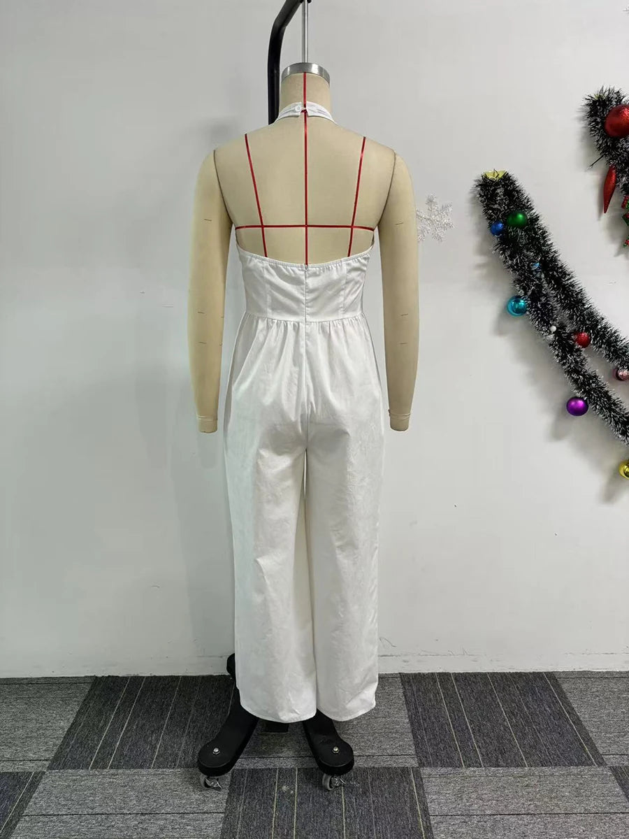 LIZAKOSHT  -  Solid Loose Minimalist Backless Jumpsuits for Women Square Collar Sleeveless High Waist Casual Jumpsuits Female Fashion New