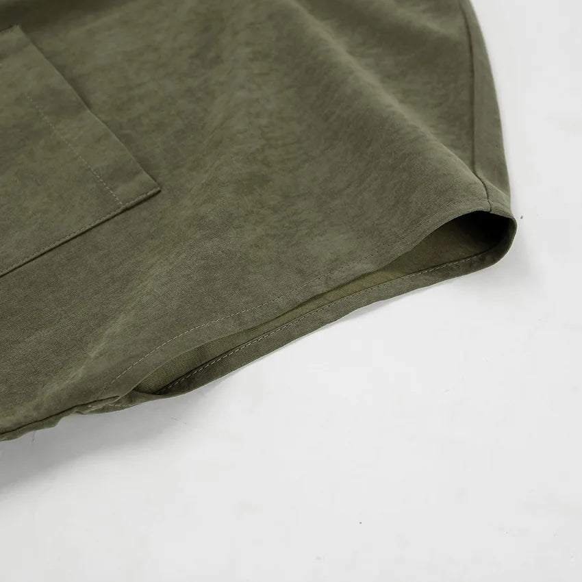 LIZAKOSHT  -  Summer 2025 Vintage Retro Green Blouse Shirt Women Turn-down Collar Single-breasted Pocket Sleeveless Casual Top For Women 55905