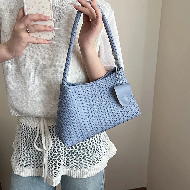 LIZAKOSHT  -  Women'S Woven Pattern Shoulder Bag Autumn And Winter Casual Wear Hand-Held Handle Bag Fashion Retro Armpit Bag With Coin Purse