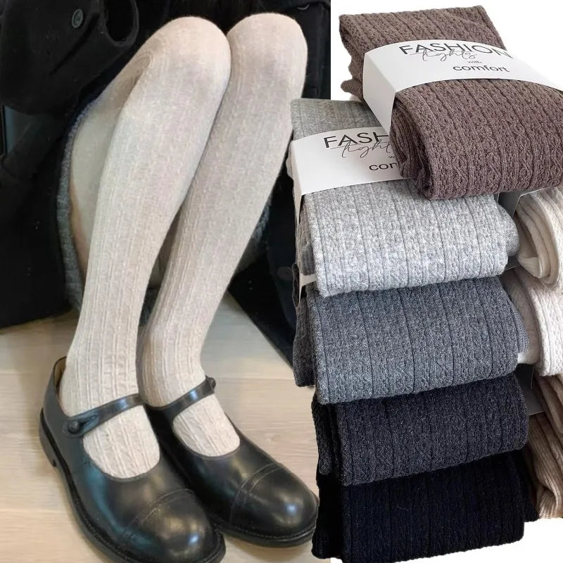LIZAKOSHT  -  Y2K Vintage Knitted Pattern Tights Women Fashion Basic Thickened Wool Tights High Streetwear Stocking Pantyhose for Winter