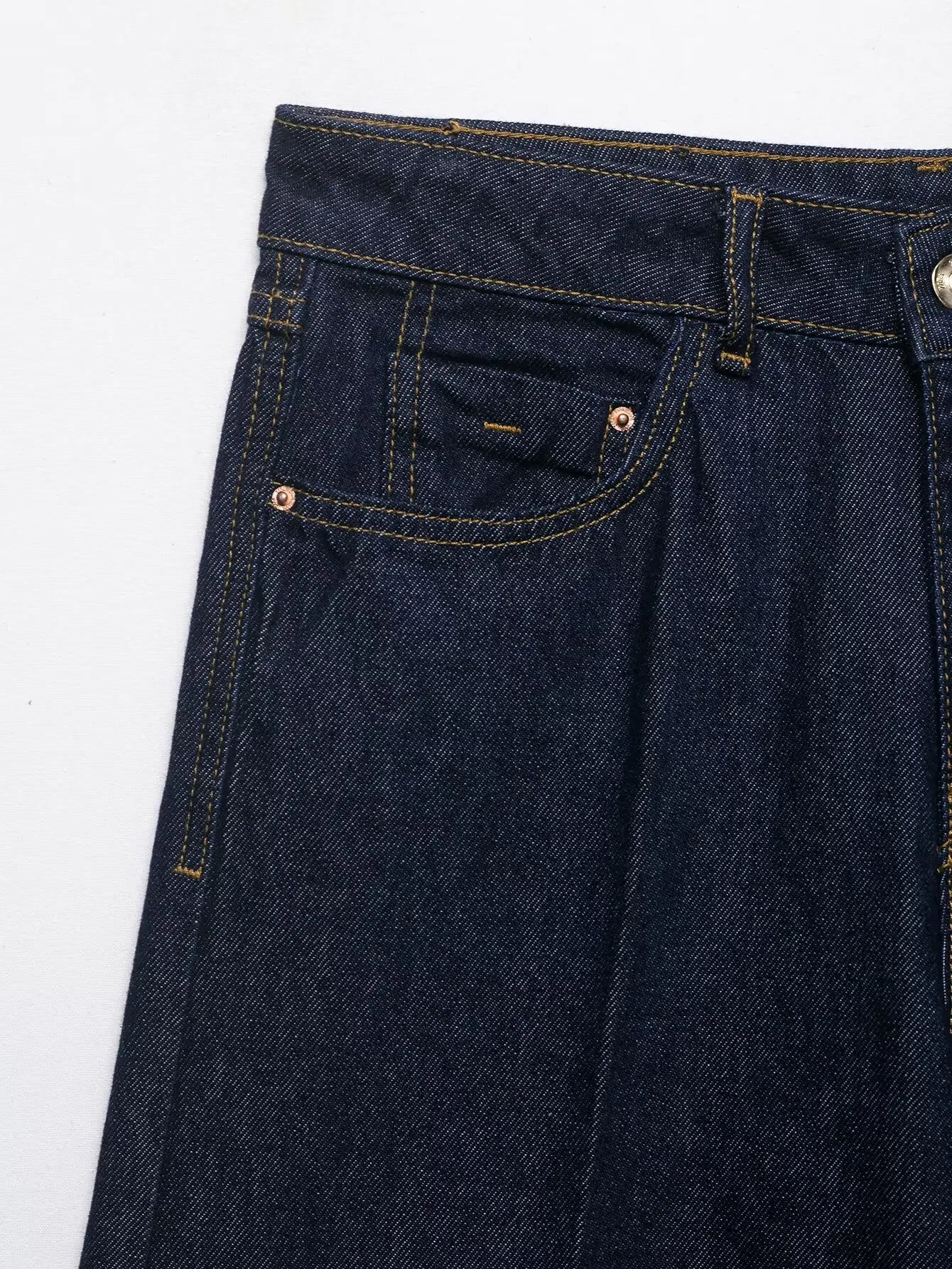 LIZAKOSHT  -  Fashion Baggy Deep Blue High Waist Ripped Hole Straight Knee Length Wide Leg Jeans Women Loose Denim Pants Short Trousers