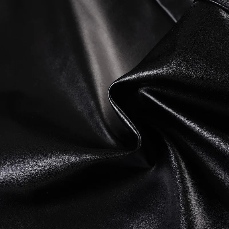 LIZAKOSHT  -  Women Fashion Black PU Leather Slim Flare Pants Zippers High Waist Peach Hips Stretch Boot Cut Skinny Trousers Casual Streetwear