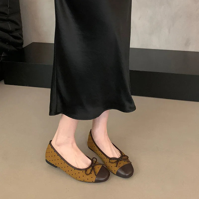 LIZAKOSHT  -  Fashion Mixed Color Women's Dress Shoes Round Toe Shallow Slip On Flats Shoes Flat Ladies Casual Ballet Shoes Soft