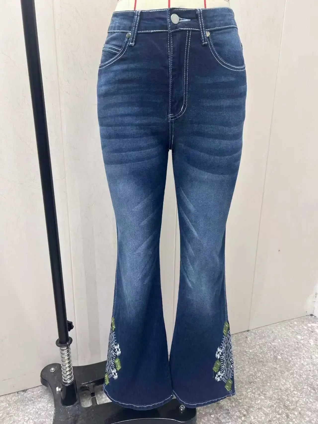 LIZAKOSHT  -  Y2k Jeans For Woman Butt Lifting Tummy Control Flared Denim Pants With Embroidered Hem All Season Versatile Style Fine Stitching