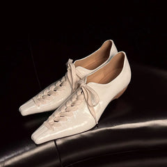 LIZAKOSHT  -  Fashion Pumps New High Quality Genuine Leather Shoes Cross Lace High Heels Commuter Women's Heels Women's Shoes
