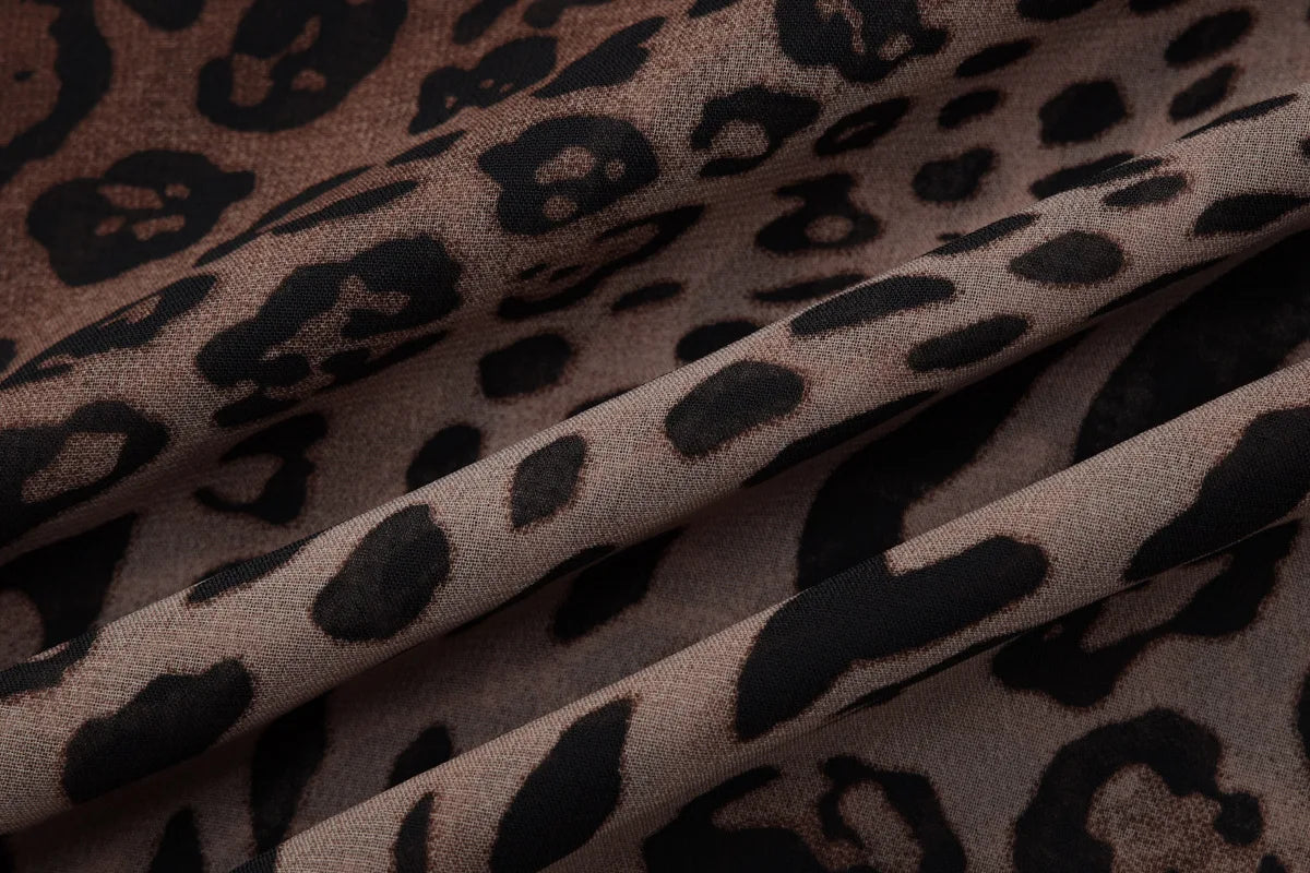 LIZAKOSHT  -  Women Sexy Leopard Print Chiffon Vacation Dress Streetwear Summer Girls Spaghetti Strap Backless Party Club Dresses