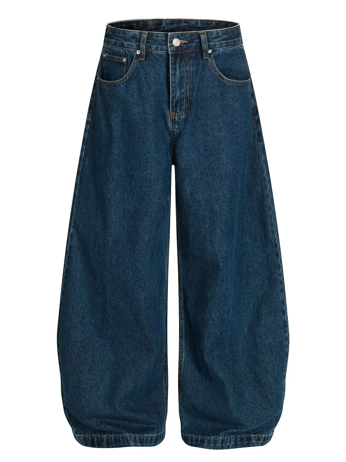 LIZAKOSHT  -  Washed American Style Wide Leg Jeans High Waist Straight Cut Commute Elegant High Quality Cotton Polyester Blend No Stretch