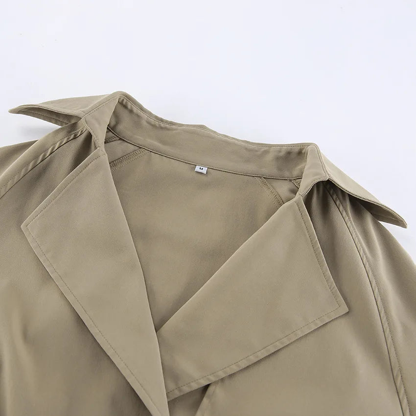 LIZAKOSHT  -  Autumn New Cropped Trench Jacket Women Streetwear Double Breasted Long Sleeve Casual Short Top Female Fashion Coat Outfits 2025