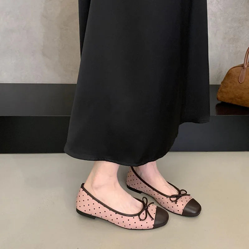 LIZAKOSHT  -  Fashion Mixed Color Women's Dress Shoes Round Toe Shallow Slip On Flats Shoes Flat Ladies Casual Ballet Shoes Soft