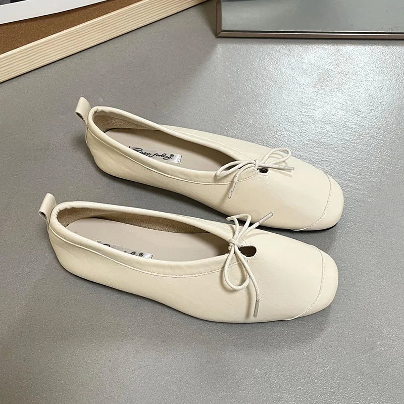 LIZAKOSHT  -  Women's Vintage Flats Comfortable Leather Ballet Shoes Female Soft Dress Shoes Mujer Slip On Loafers Mujer New Woman Shoes