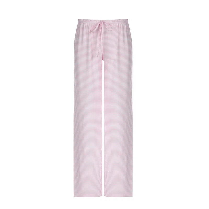 LIZAKOSHT  -  Y2K Women Casual Knit Pants Slim Fit Lazy Style Striped European American Versatile Waist Cinching Trousers