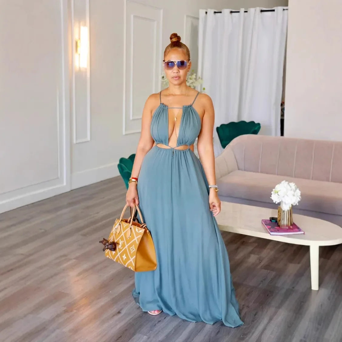 LIZAKOSHT  -  Long Dress Women Dresses Sexy Sling Sleeveless A Line Vestidos Streetwear Backless Elegant Beach Y2k Streetwear Hollow Out