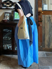LIZAKOSHT  -  Summer New Design Pleated Elastic Waist A-Line Flower Bud Skirt Women Casual High Waist Versatile Mid-Length Half Skirt