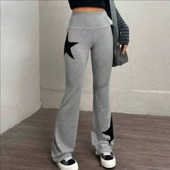 LIZAKOSHT  -  Spring Autumn Women Y2k Vintage Pants Star Pattern Printed Straight Leg Long Pant Casual Trousers Female Casual Sweatpant