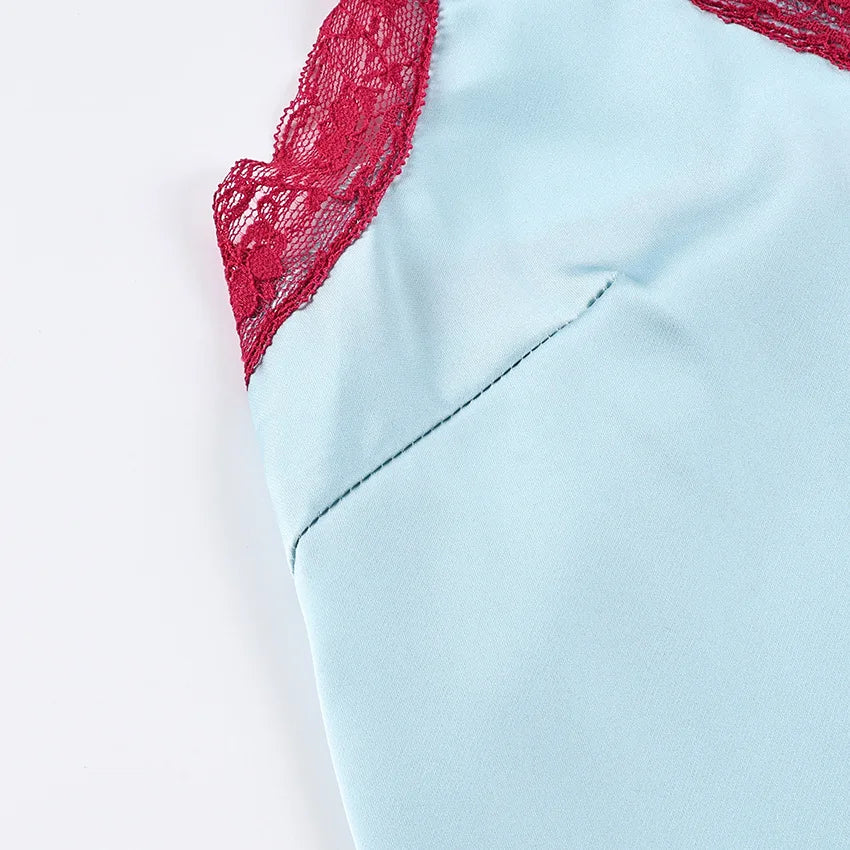 LIZAKOSHT  -  Fashion Casual Lace Patchwork Camisles Womens V-neck Backless Tank Top Office Lady Sleeveless T-shirt Streetwear Y2K