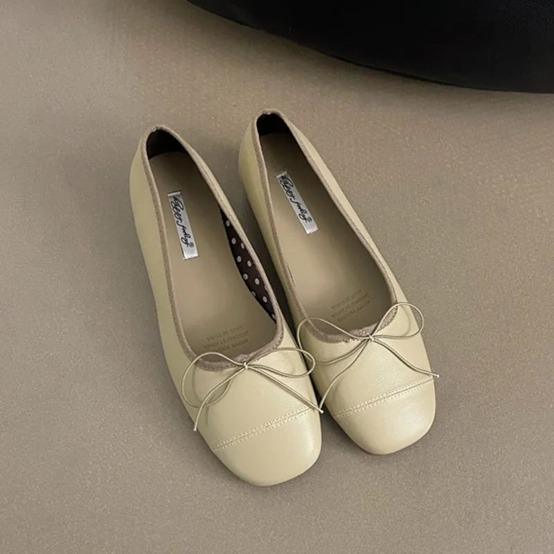 LIZAKOSHT  -  Spring New Brand Women Flat Shoes Fashion Round Toe Shallow Slip oN Ballerinas Shoes Soft Low Wedge Heel Boat Shoes New Woman
