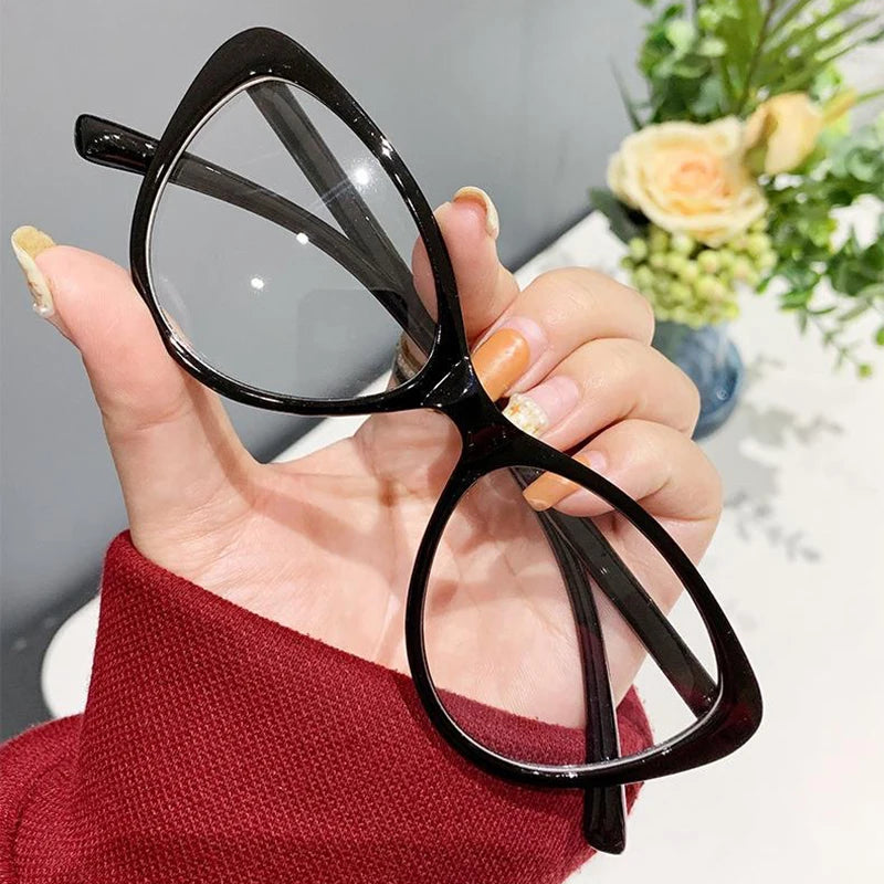 LIZAKOSHT  -  Y2K Cat Eye Glasses Women Men Transparent Black Triangle Frame Eyeglasses Vintage Sunglasses Anti-blue Light Reading Eyewears