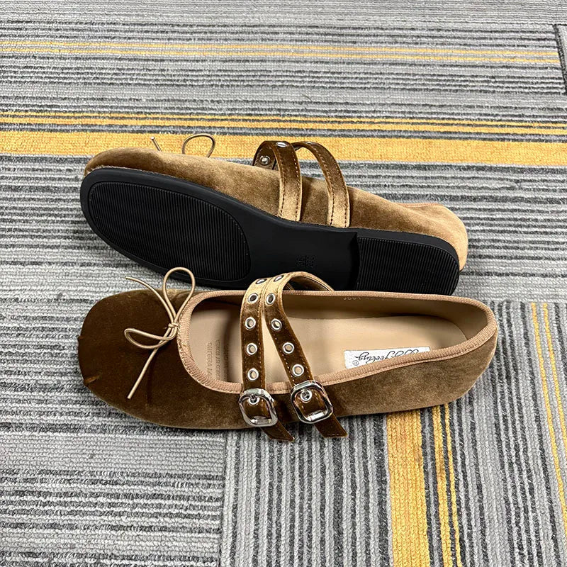 LIZAKOSHT  -  Soft Female Round Toe Footwear Women Mary Janes Lolita Shoes New Silk Fashion Buckle Strap Elegant Shallow Ladies Flats Shoes