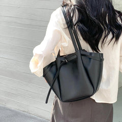 LIZAKOSHT  -  Soft PU Large Capacity Tote Bag Women Fashion Korean Style Commuter Shoulder Bag Solid Color Retro Minimalist Handbag