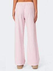 LIZAKOSHT  -  Women Striped Pajama Pants Spring Fall Elastic Waist Tie-up Loose Lounge Trousers Female Casual Cozy Sleep Bottoms Sleepwear Pjs