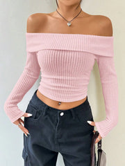 LIZAKOSHT  -  Casual Solid Sweater Women Knitted Slim Pullover Long Sleeve Tops Autumn Winter Butterfly Neck Jumper Female
