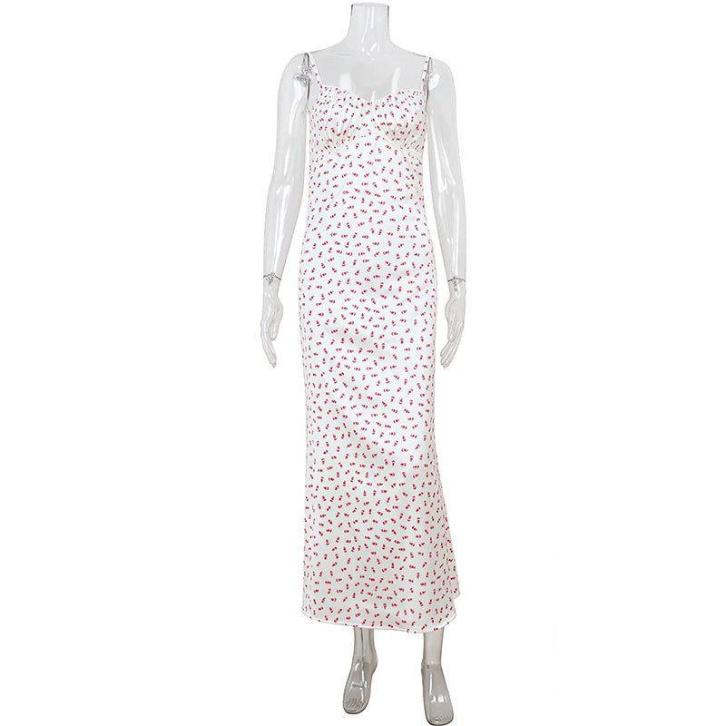 LIZAKOSHT  -  2025 French Style Vintage Strap V Neck Lace Patchwork Sleeveless Backless Printed Slim Fit Ladies Floral Dresses Streetwear