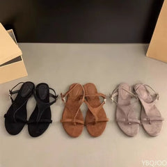LIZAKOSHT  -  Summer clip toe women's flat sandals are simple fashionable versatile suitable for wearing retro women's shoes on the outside