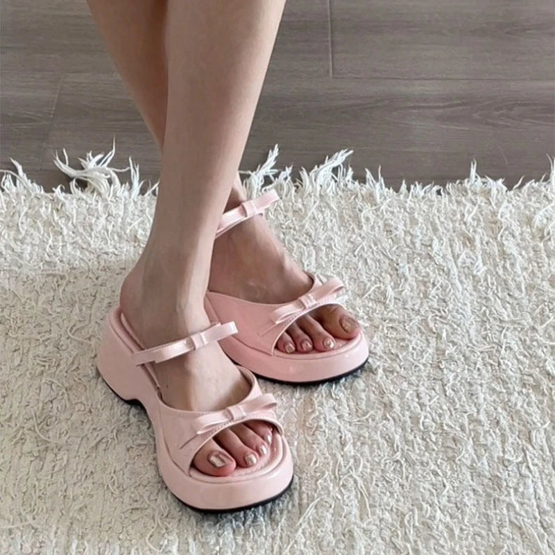 LIZAKOSHT  -  New Summer Concise Open Toe Women Slippers Fashion Platform Wedges Heel Shoes Comfort Beach Vacation Dress Female Slides