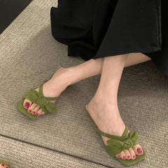 LIZAKOSHT  -  Designer Summer Women Fashion Butterfly-knot Slippers Casual Open Toe Beach Vacation Slides Party Dress Shoes