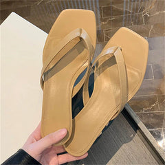 LIZAKOSHT  -  Summer Casual Thin Low Flats Heels Women Slippers Comfortable Square Clip Toe Daily Party Ladies Shoes