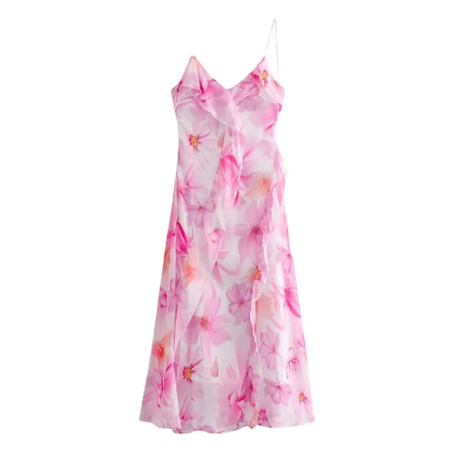 LIZAKOSHT  -  Women's Temperament Flounce Printed Suspender Dress