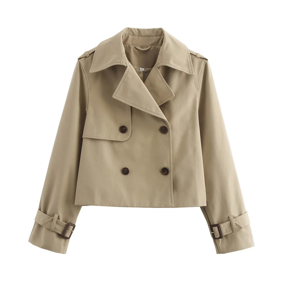 LIZAKOSHT  -  Short Women's Windbreaker Coat Chic Double-breasted Long Sleeve New Outerwear Lady Streetwear Windbreaker Jackets