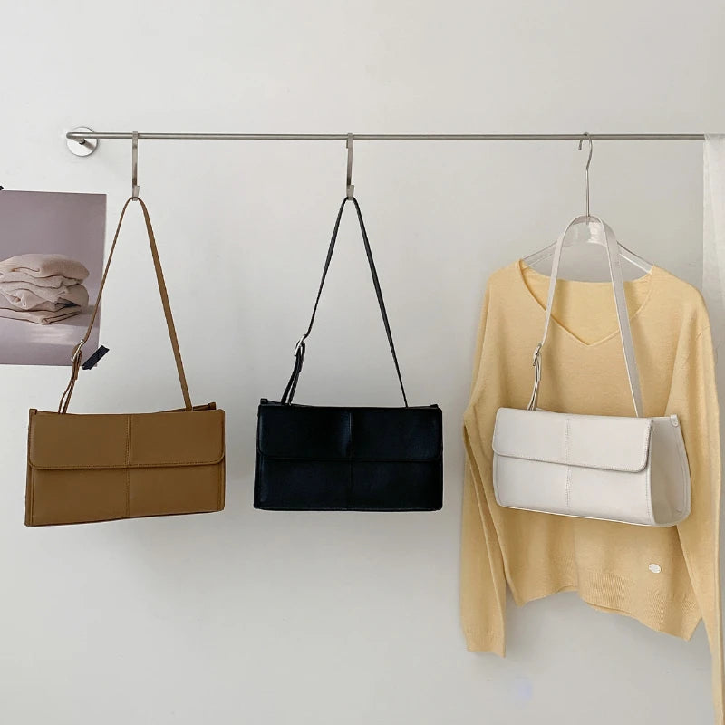 LIZAKOSHT  -  Korean Style Women Shoulder Bag New Retro Commuting Handbag Fashion Highend PU Ribbon Small Square Bag Luxury Brand Designer Bag