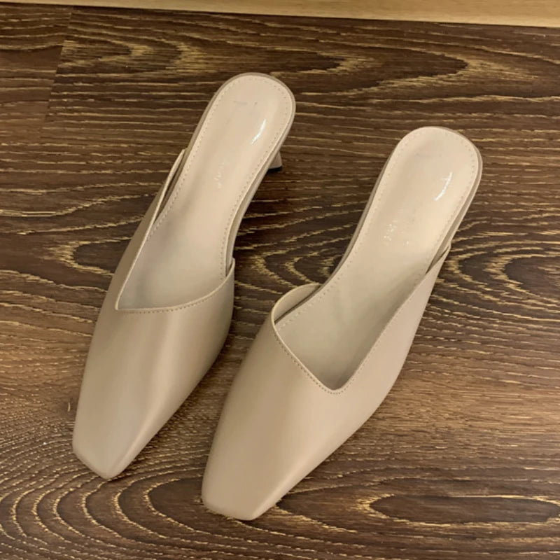 LIZAKOSHT  -  Elegant Square Heel Designer Slippers Women Comfortable Square Toe Slide Sandals Fashion Party Backless Dress Shoes for Ladies