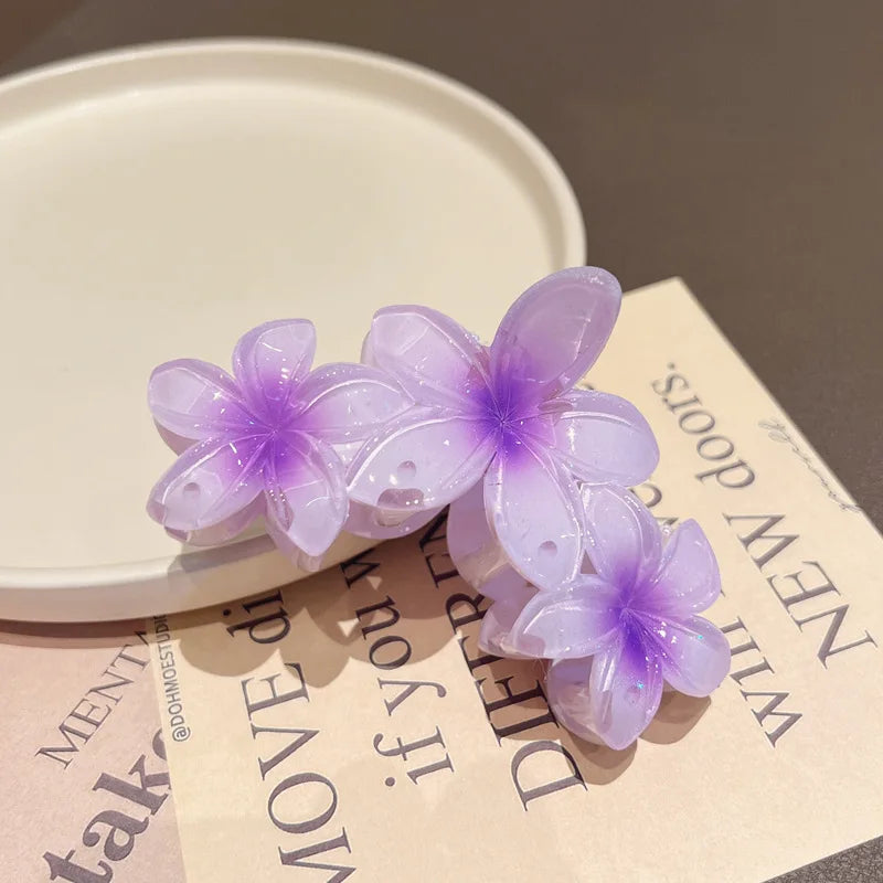 LIZAKOSHT  -  Fashion Gradient Egg Flower Hair Claws Clip Women Girls Sweet Acrylic Hairpins Summer Beach Hawaiian Headwear Hair Accessories